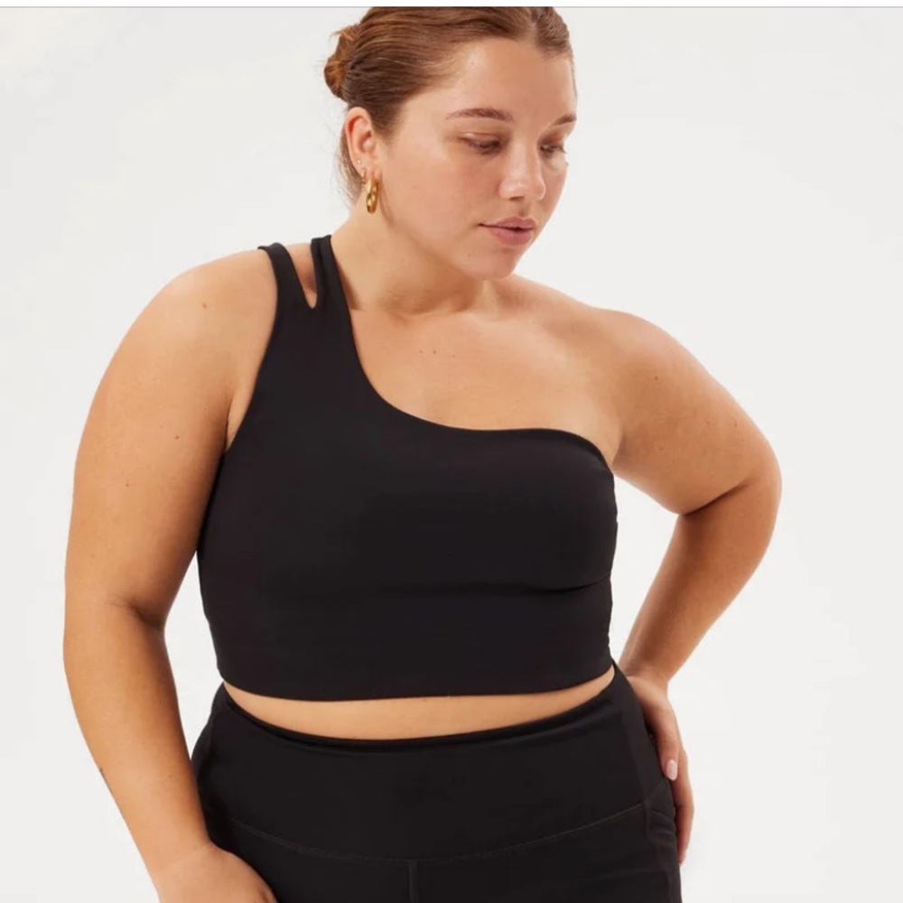 Girlfriend Collective Black Uma One Shoulder Bra